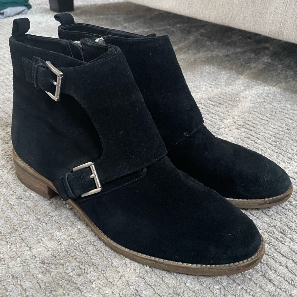 Women’s black velvet booties